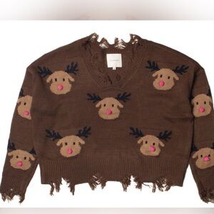 Reindeer Pals Distressed sweater